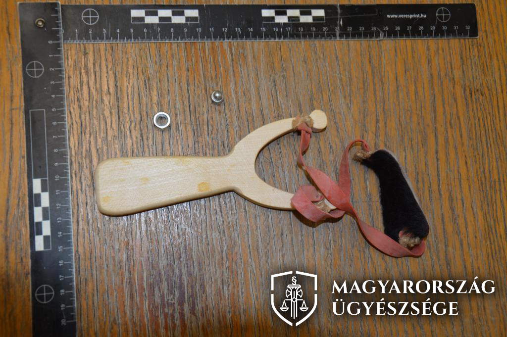 fénykép a vádlott által használt csúzliról