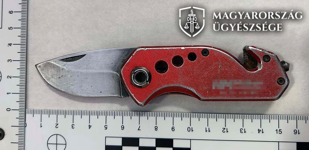 fénykép a vádlottól lefoglalt késről