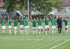 Kecel FC és az Anda Kalocsa FC játékosai a keceli bajnoki mérkőzésen