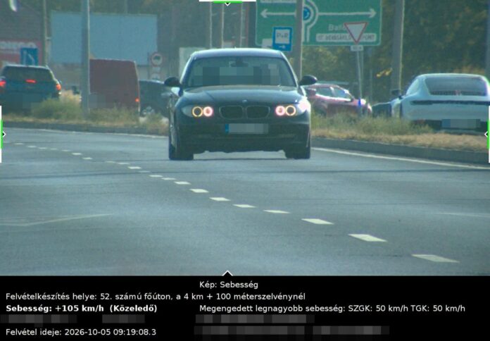 traffi Rendőrségi sebességellenőrzés Bács-Kiskun vármegyében, gyorshajtó járművek kiszűrése.